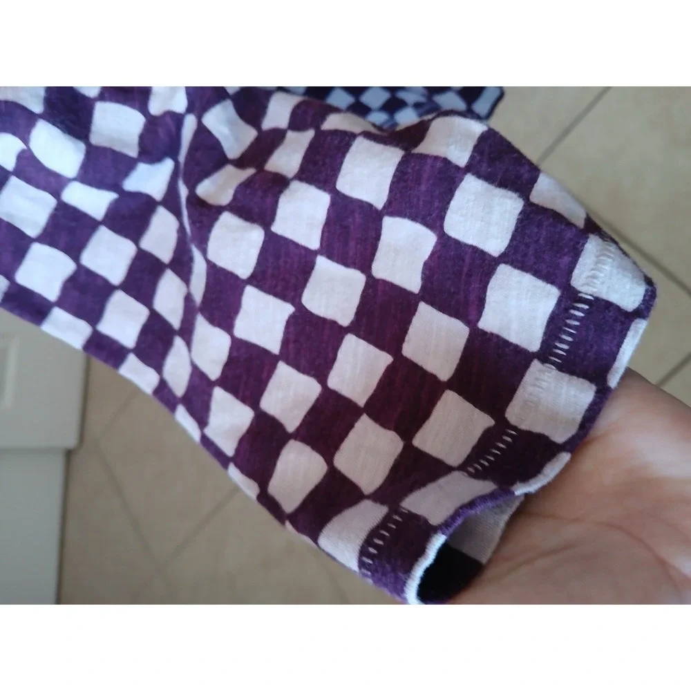 SONOMA Women Burgundy Plaid Long V-neck Sleeve‎ The Everyday Tee Shirt Top 2X